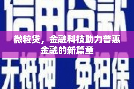 柳南微粒贷，金融科技助力普惠金融的新篇章