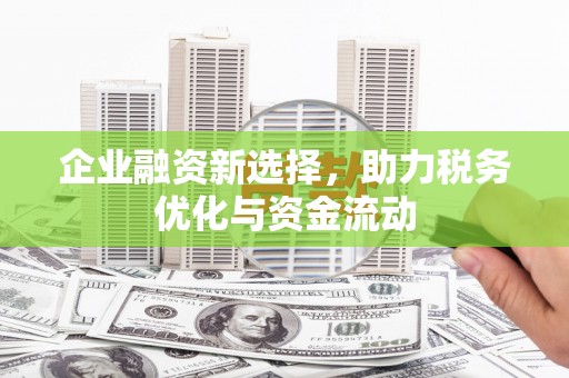 柳南企业融资新选择，助力税务优化与资金流动