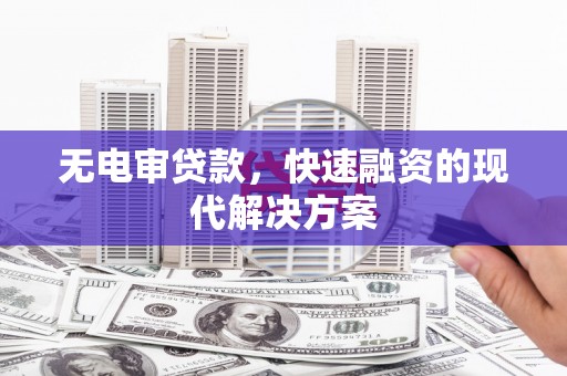 柳南无电审贷款，快速融资的现代解决方案