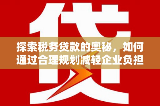 柳南探索税务贷款的奥秘，如何通过合理规划减轻企业负担