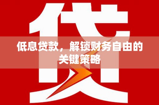 柳南低息贷款，解锁财务自由的关键策略