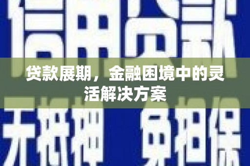 柳南贷款展期，金融困境中的灵活解决方案