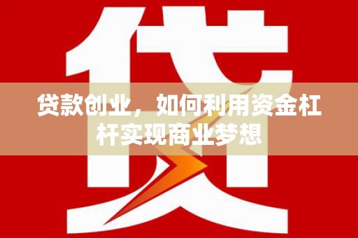 柳南贷款创业，如何利用资金杠杆实现商业梦想
