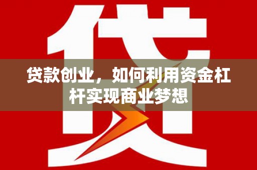 柳南贷款创业，如何利用资金杠杆实现商业梦想